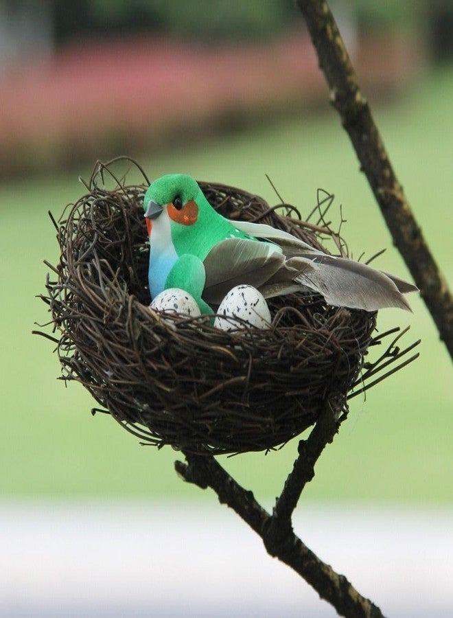 aoukoslt A Set Artificial Bird Nest, Bird Nest with Artificial Bird Eggs, Country Style Simulation Twig Nest for Handmade Easter Rattan Nest Easter Supplies Birdcage Accessories（2.36in） - Image 5
